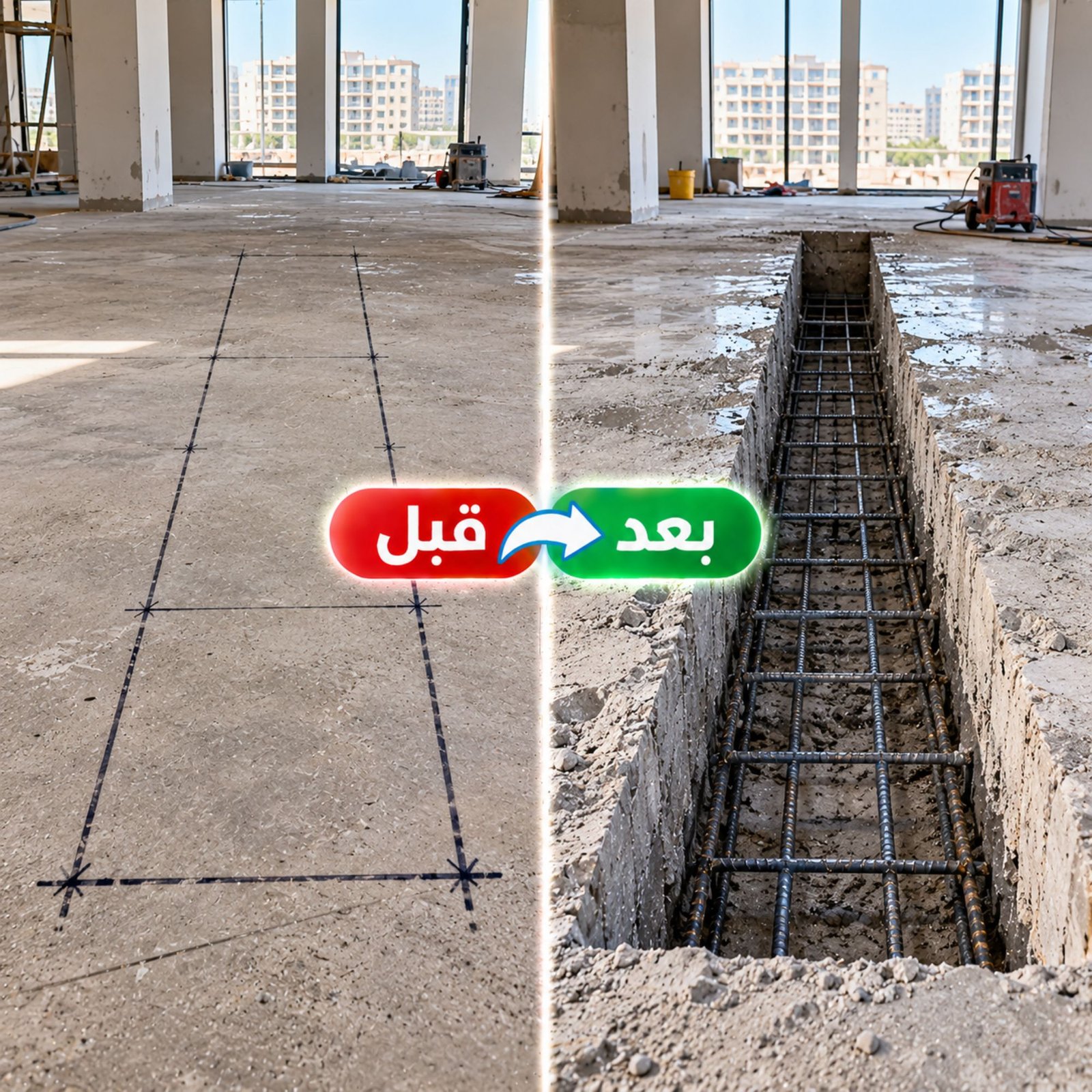 قص أرضيات داخل مبنى